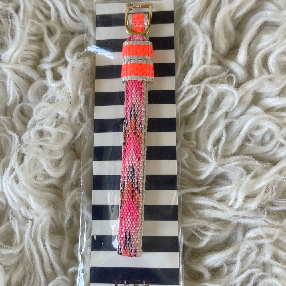 New Keep Collective Woven Bracelet - Pink/Multi/Coral Stripe w/ Gold Tone Clasp
